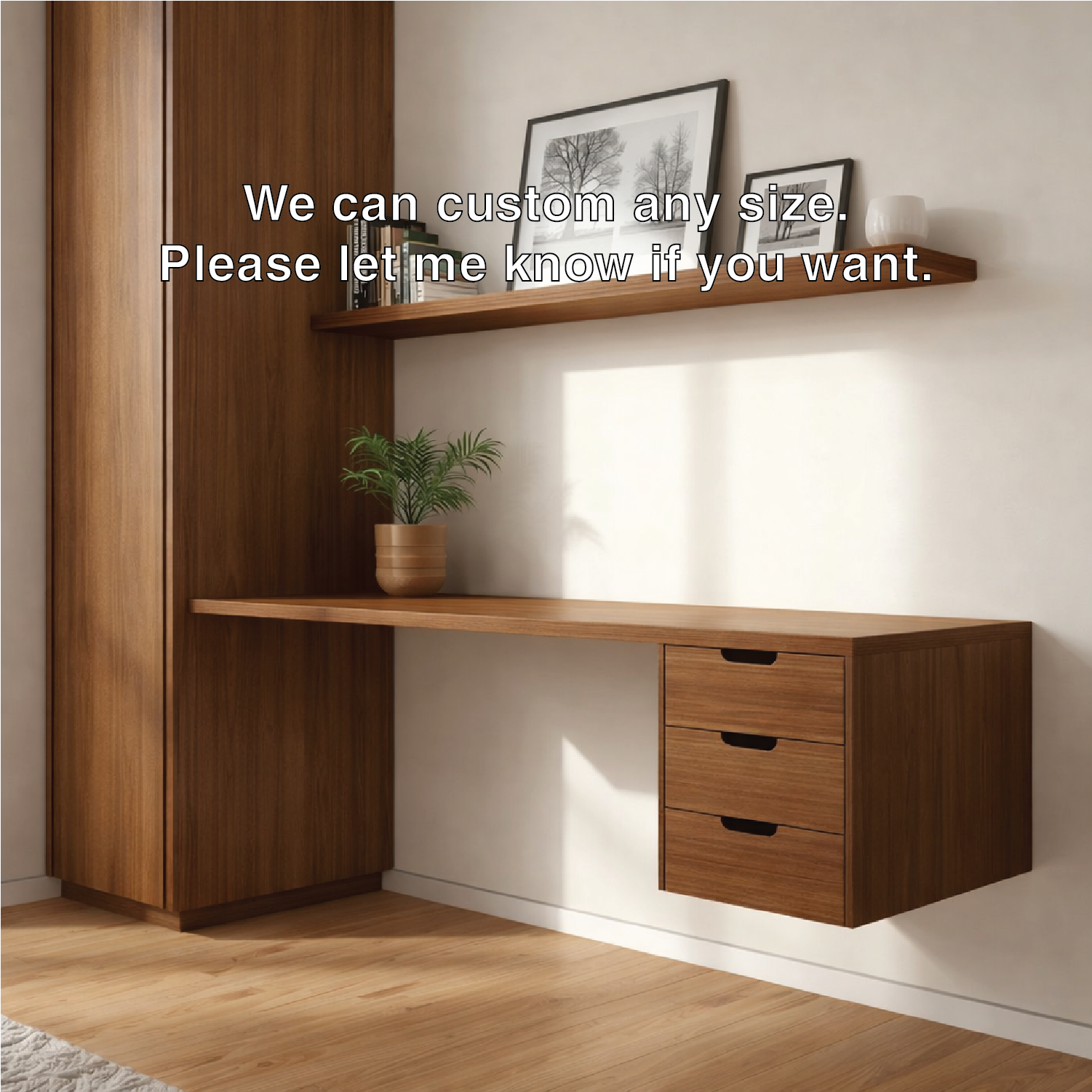 Floating Oak Desk with Drawer – Minimal Wall-Mounted Workspace