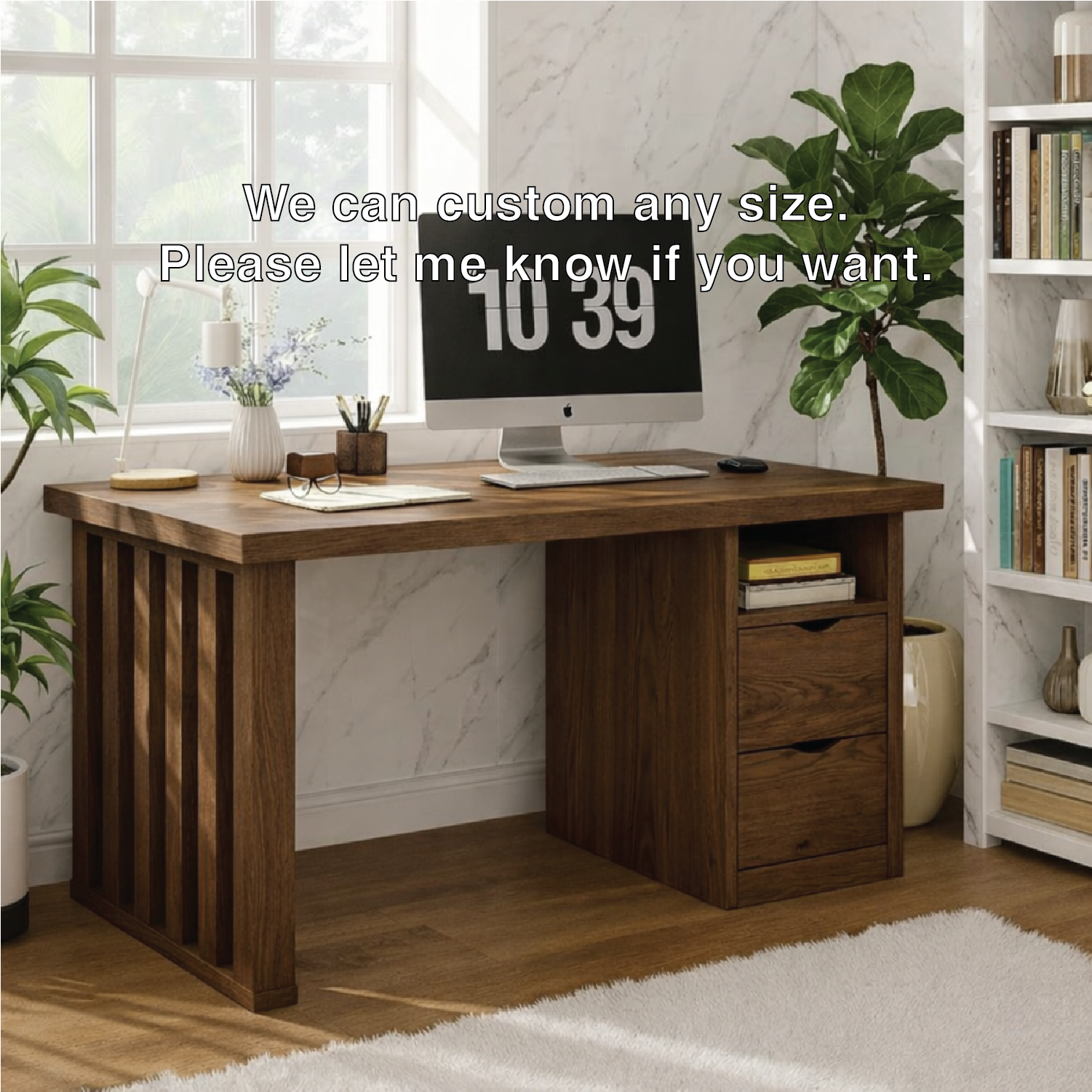 Modern Home Office Desk with Drawers Storage Writing Table Computer Workstation