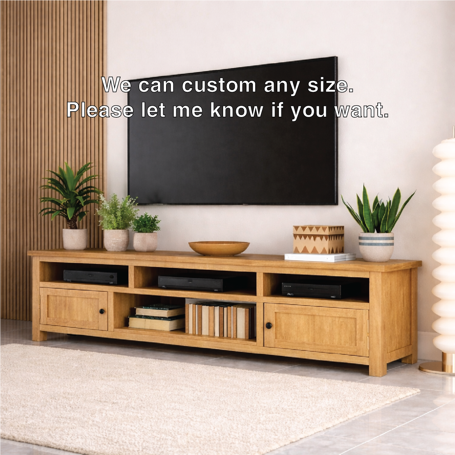 Mid Century Solid Wood TV Stand Long Media Console Entertainment Center Cabinet
