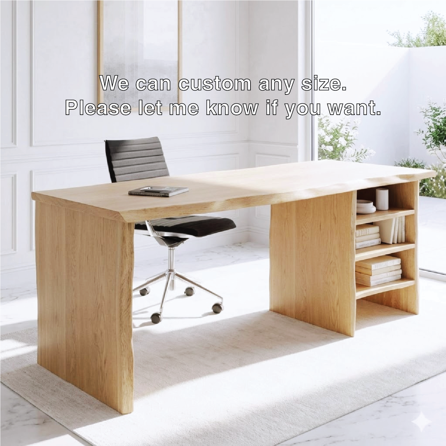 Modern Writing Desk with Open Shelf Storage Home Office Work Table Minimal Design