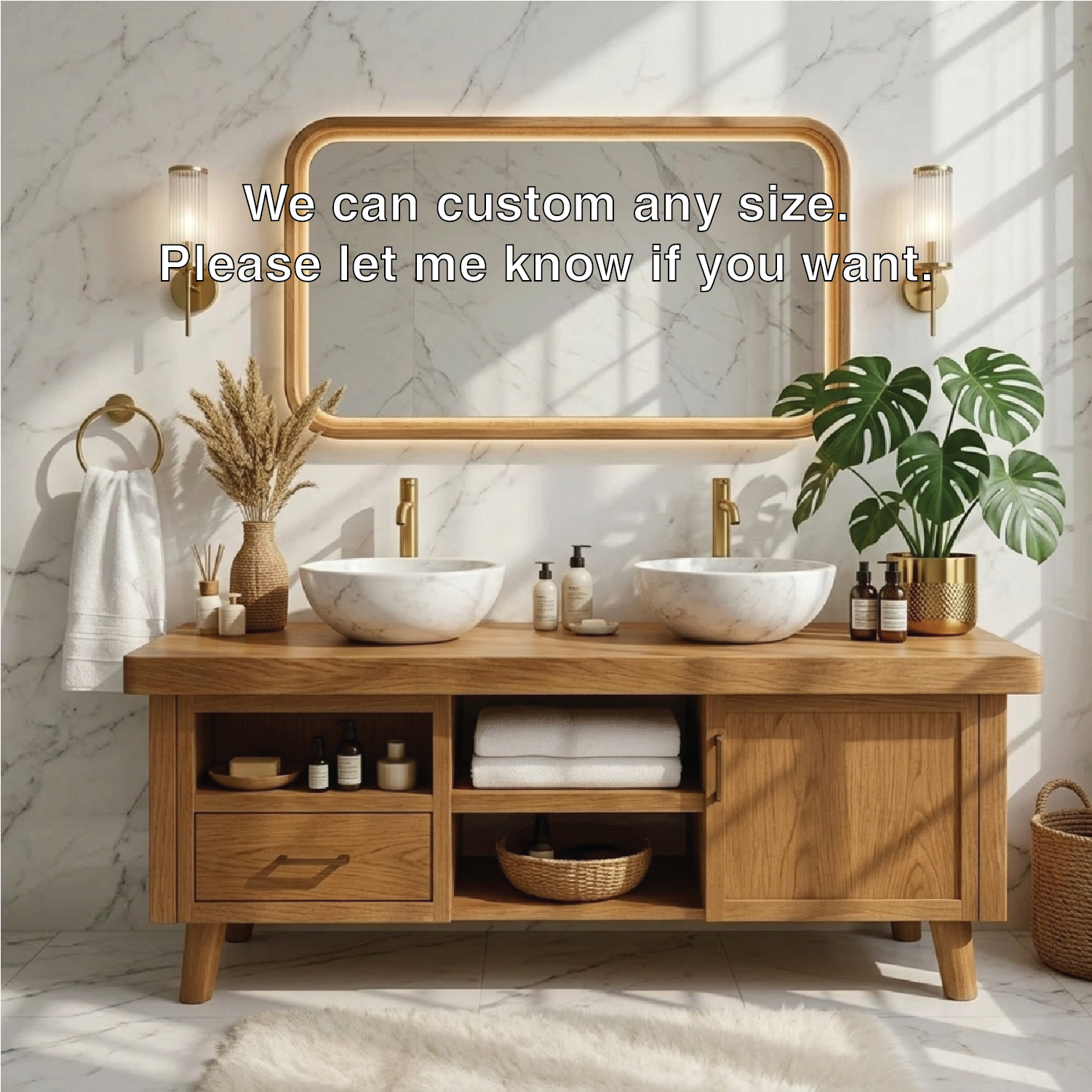 Elegant Modern Wooden Bathroom Vanity with Double Sink Design