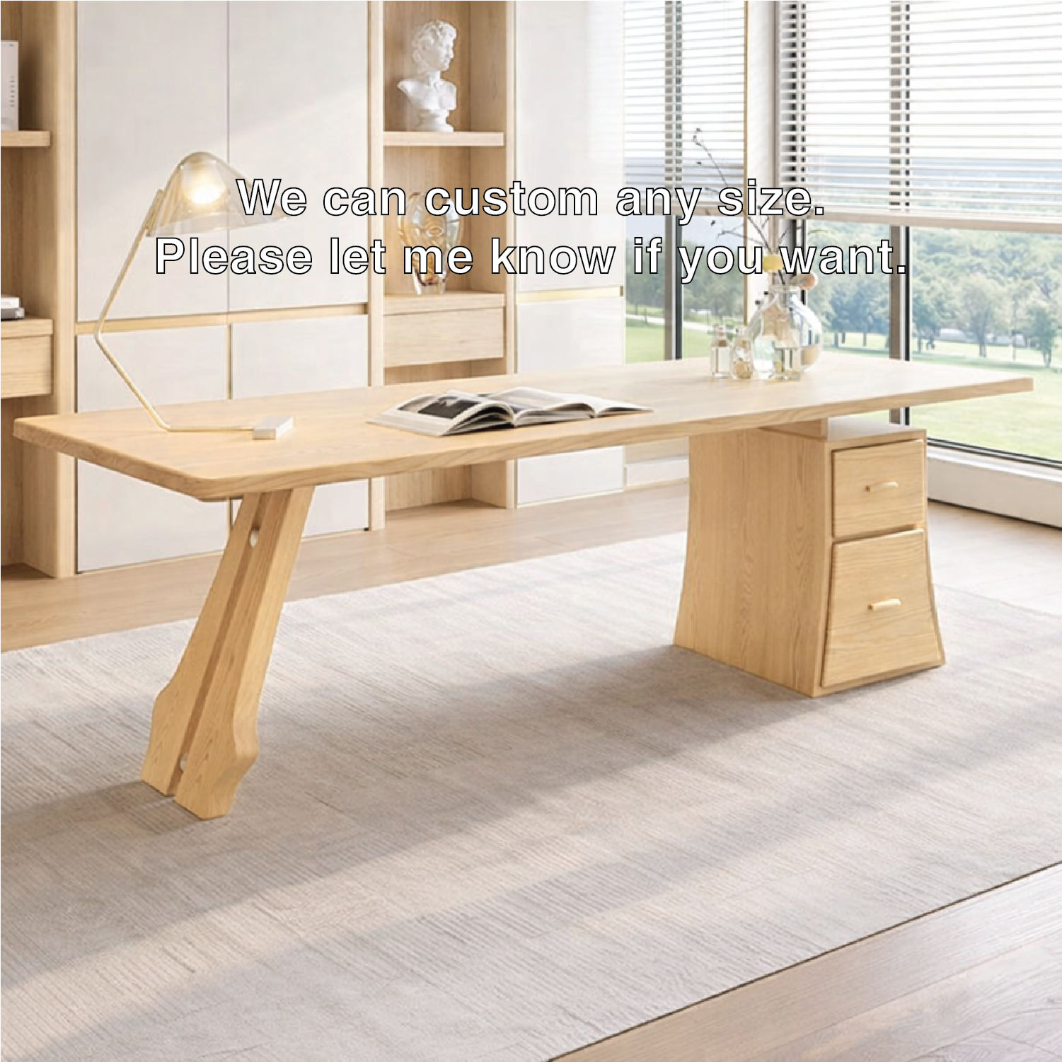 Modern Wooden Office Desk with Storage and Stylish Legs