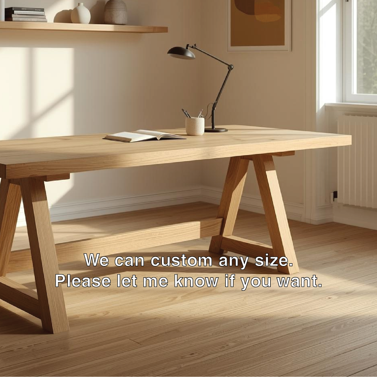 Handcrafted Solid Wood Work Desk Minimalist Scandinavian Writing Table Home Office