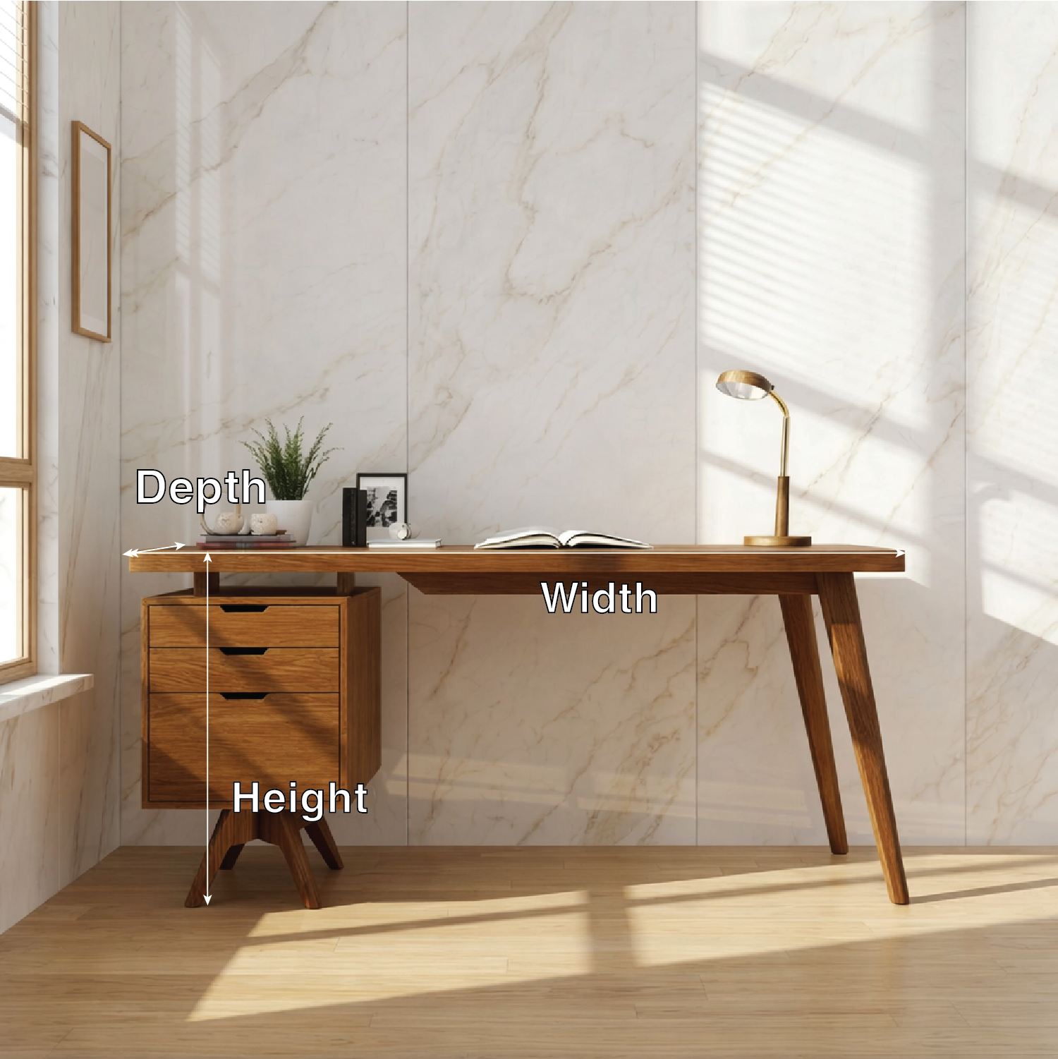 Modern Writing Desk with Storage Drawer Minimal Home Office Desk Clean Work Table Design