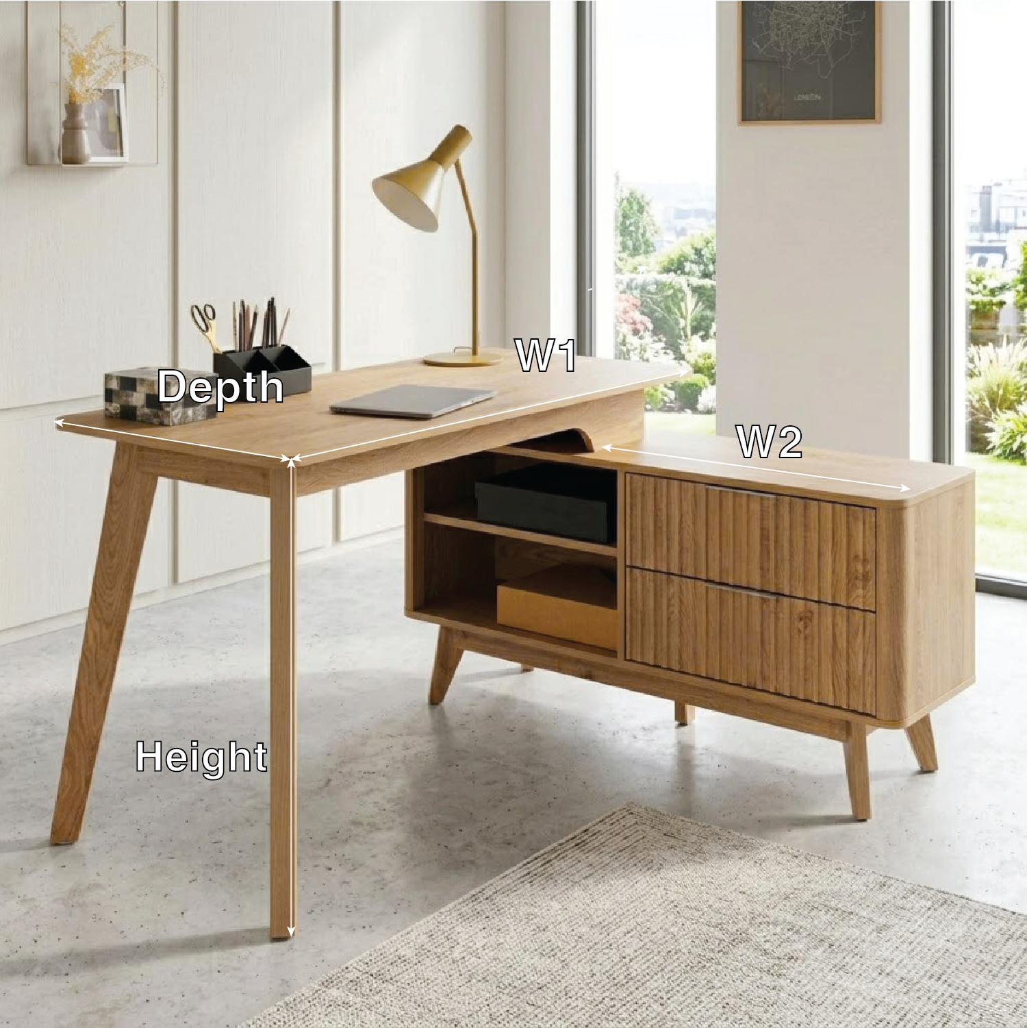 Stylish Work Desk with Storage and Modern Design for Home Office