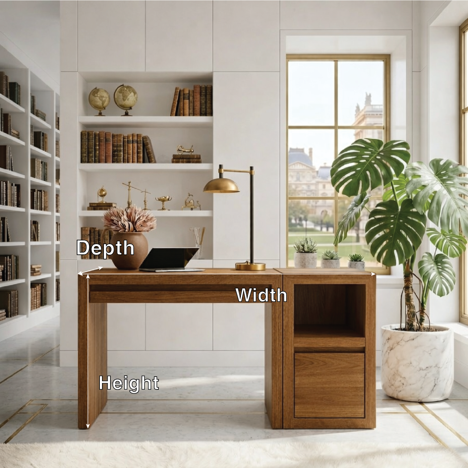 Modern Writing Desk with Storage Cabinet Minimal Home Office Work Table Clean Design