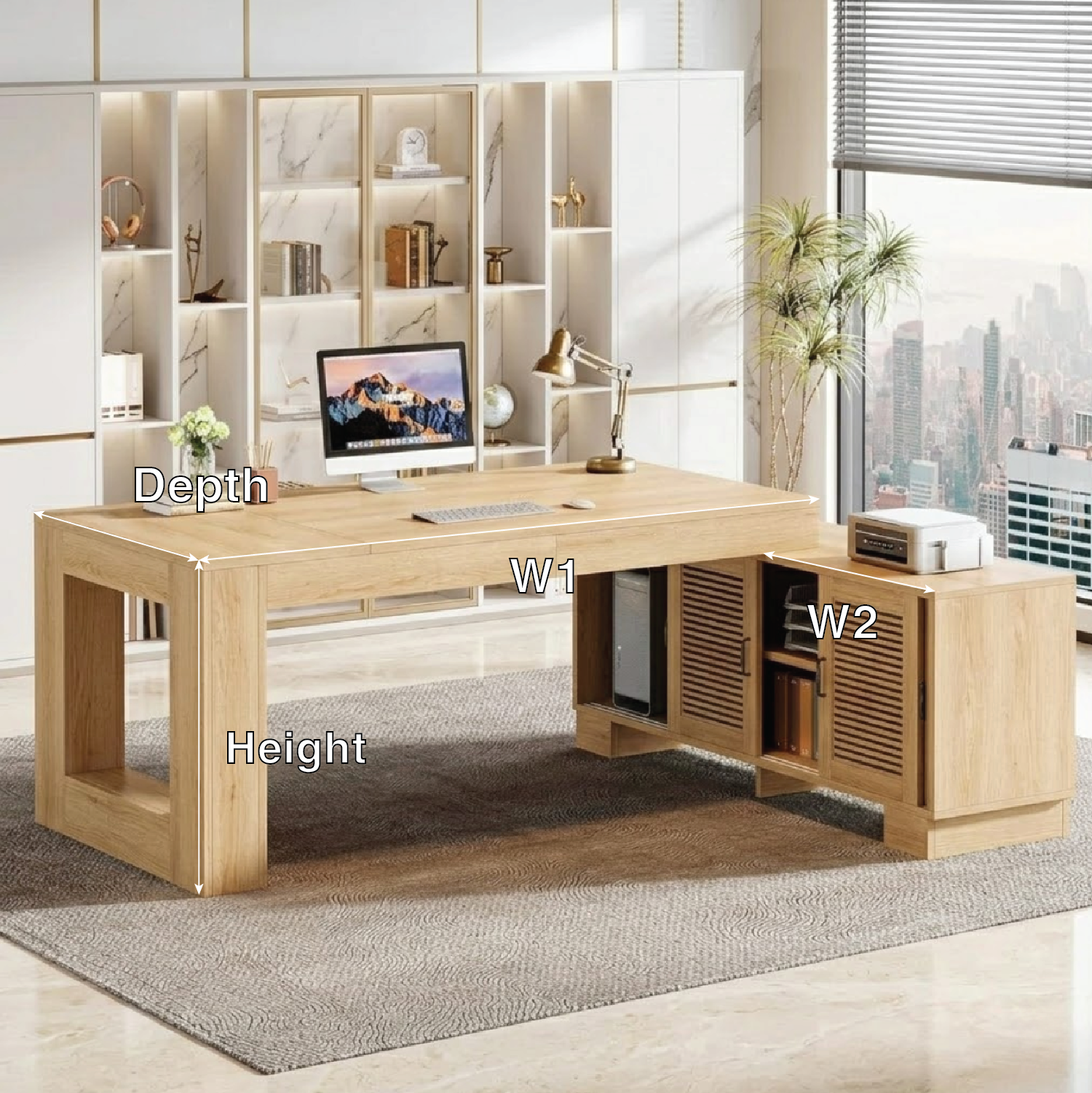 Modern Work Desk with Storage and Sleek Design for Home Office
