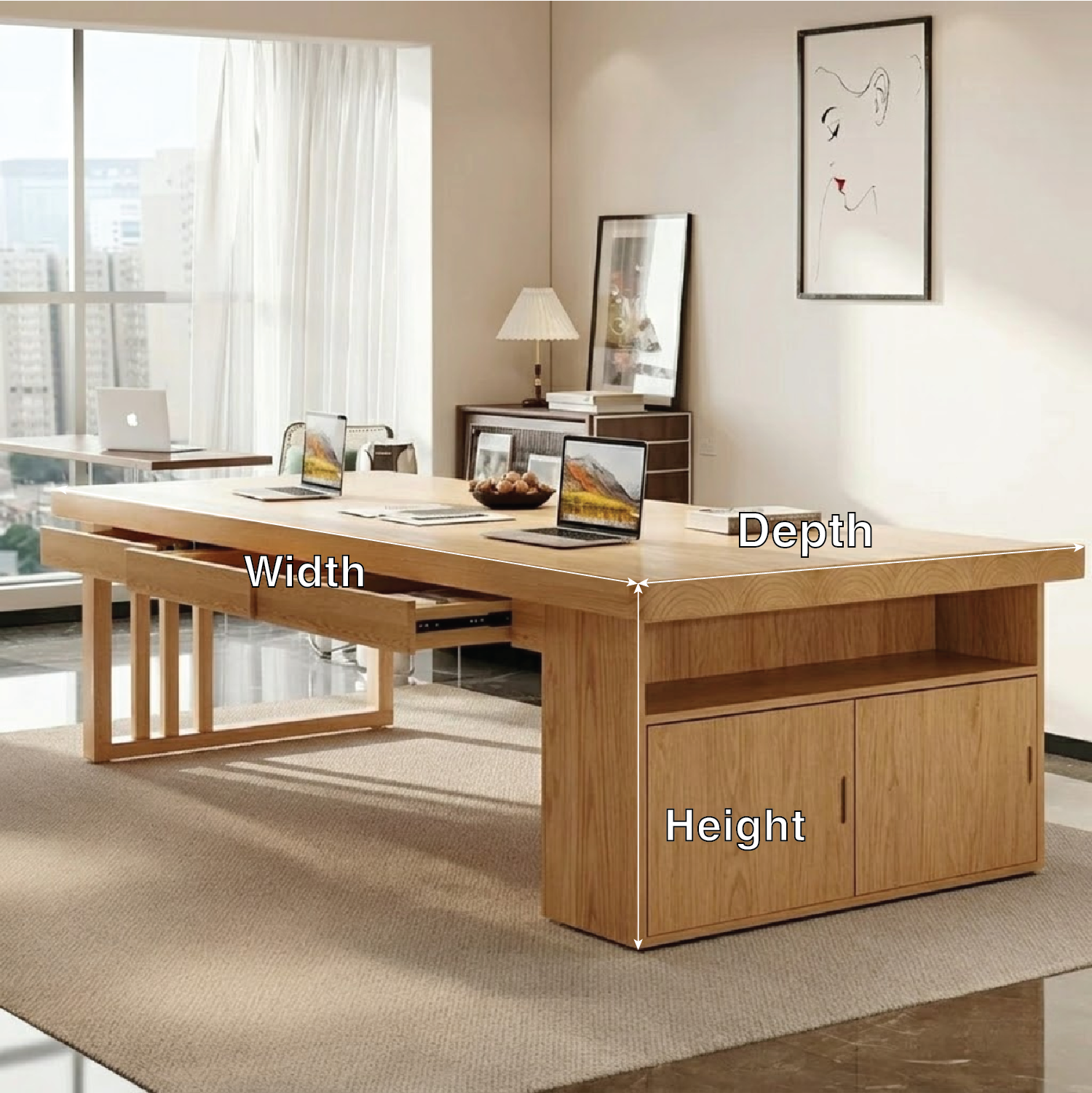 Spacious Modern Work Desk with Storage for Home or Office Workspace