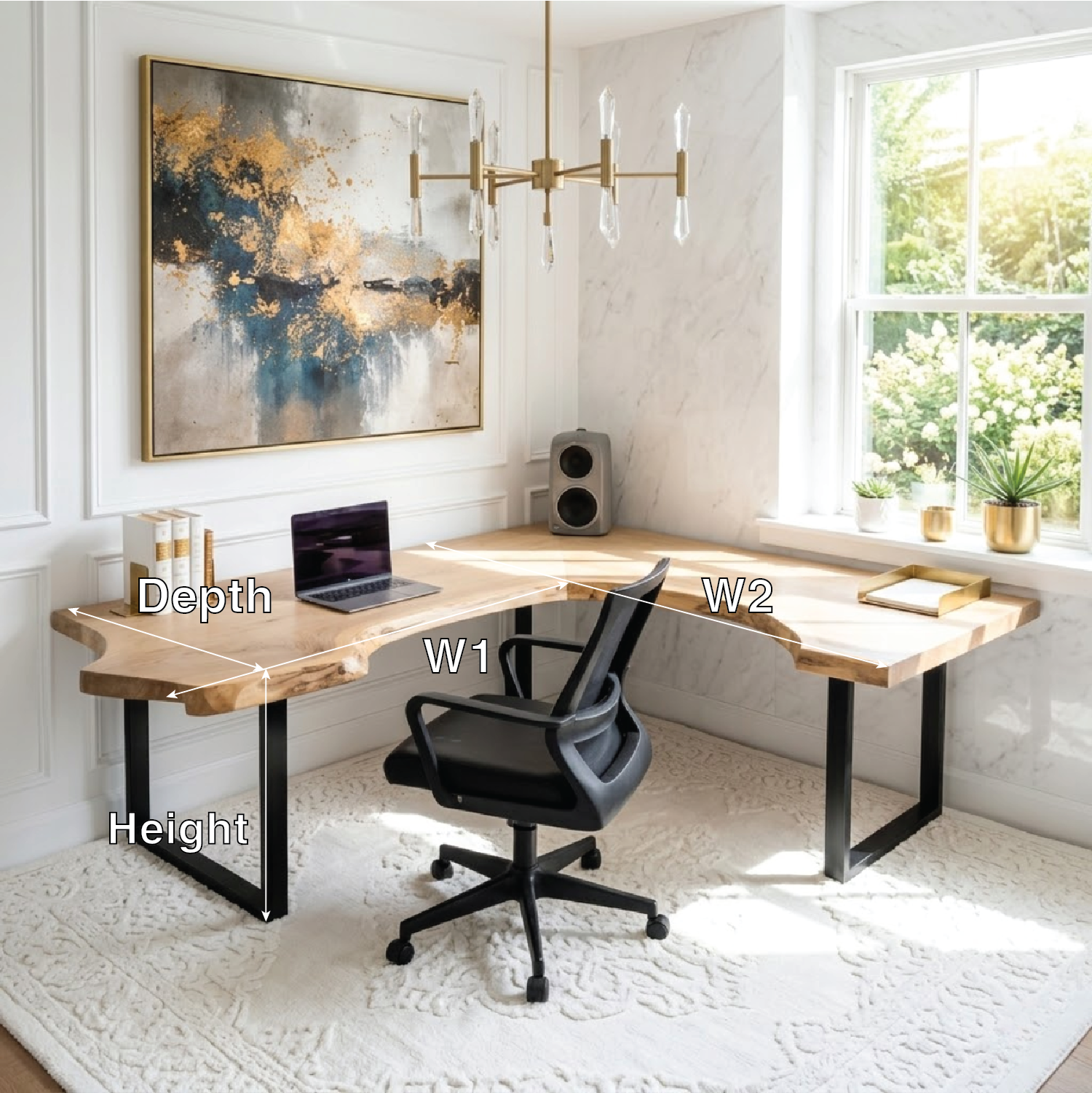 Live Edge L Shaped Desk Corner Wood Office Table Modern Workspace Desk