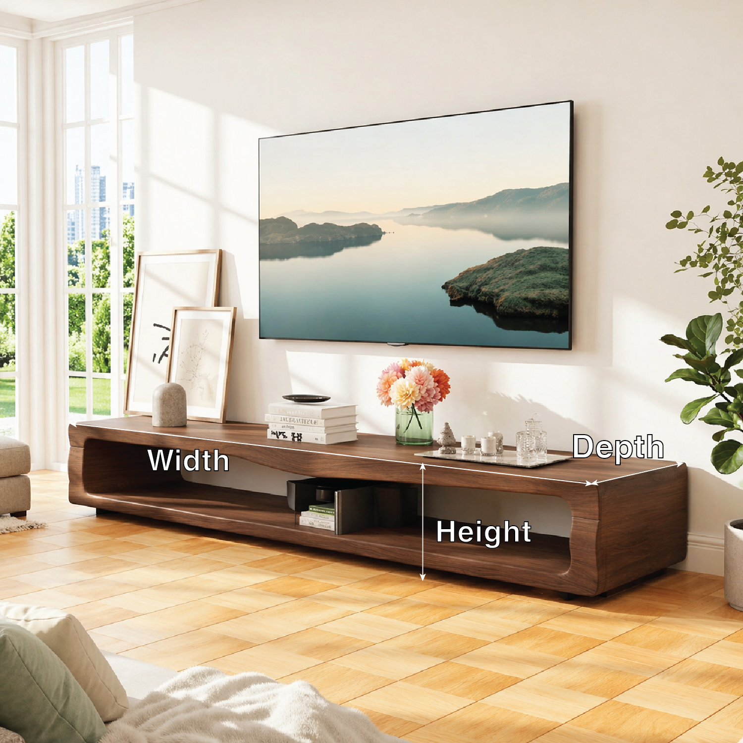 Modern Organic TV Console, Sculptural Media Stand for Refined Living Room Decor