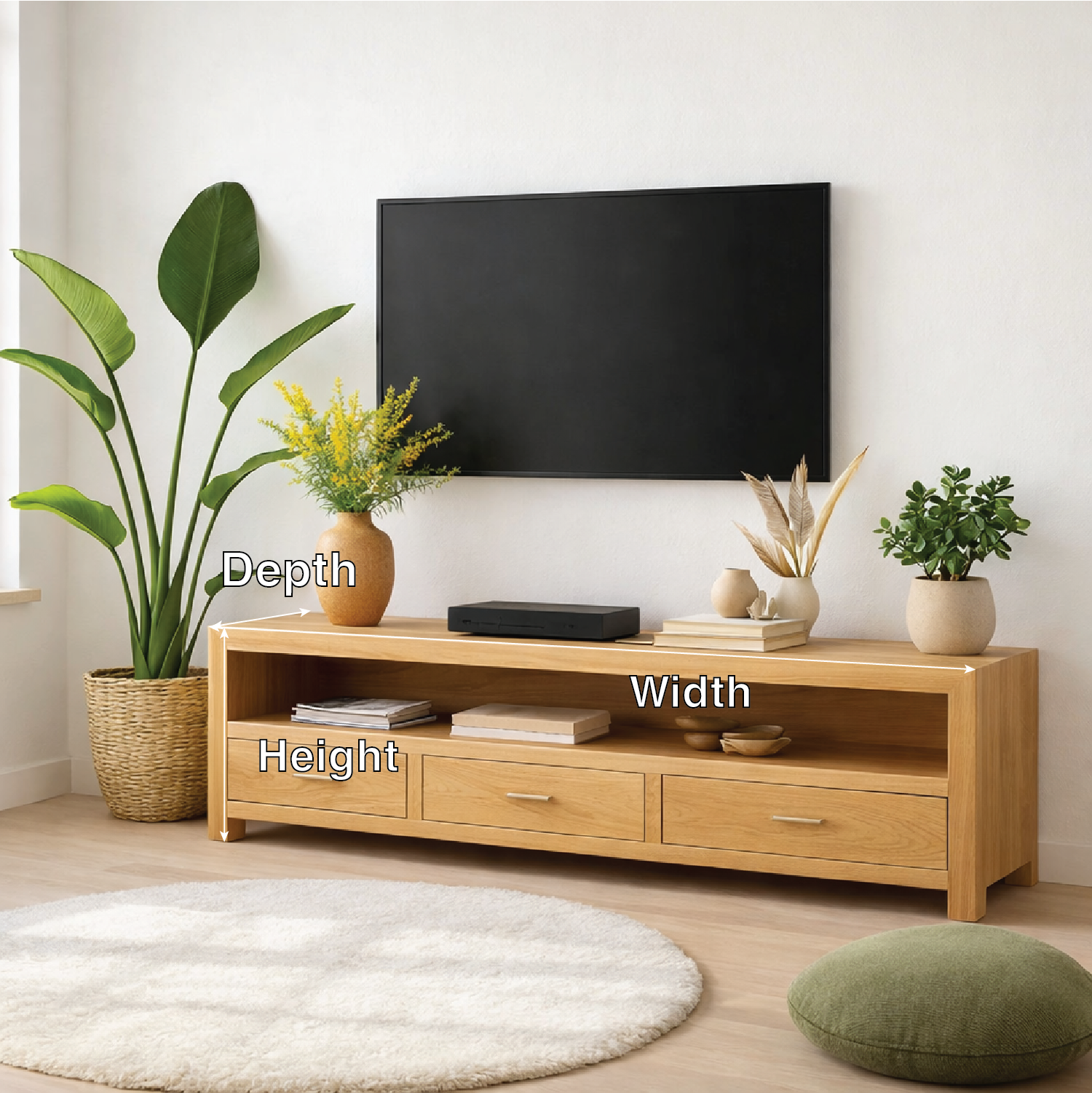Mid Century Solid Wood TV Stand Modern Media Console Long Entertainment Center Cabinet