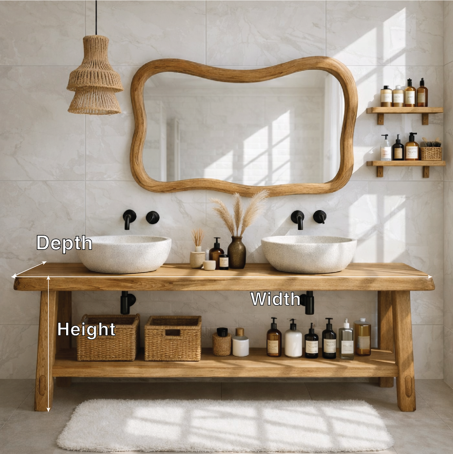 Rustic Double Bathroom Vanity Cabinet With Open Shelf Wood Vanity Base Console