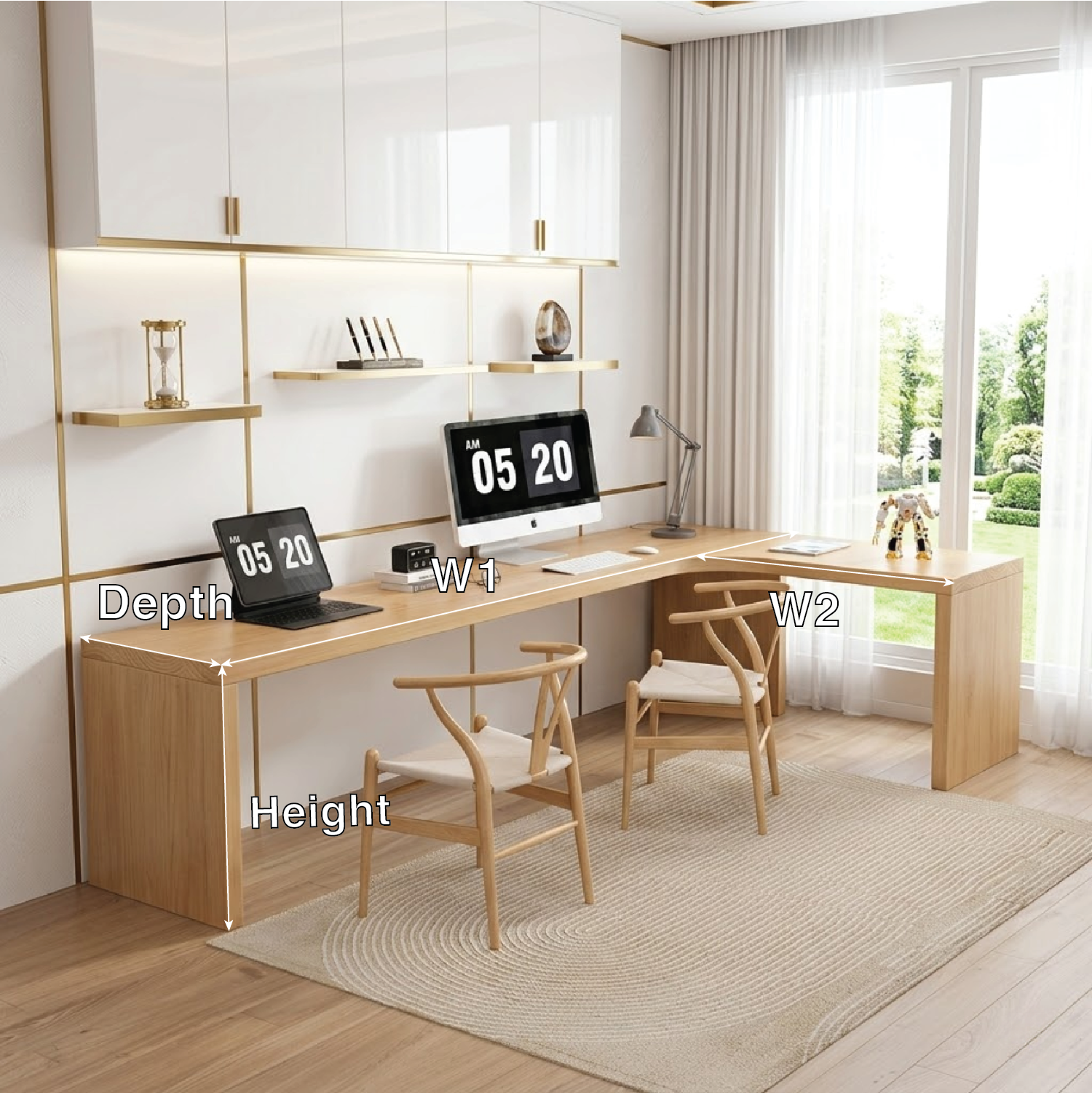 Modern Corner Desk with Dual Workstations for Office and Home Use