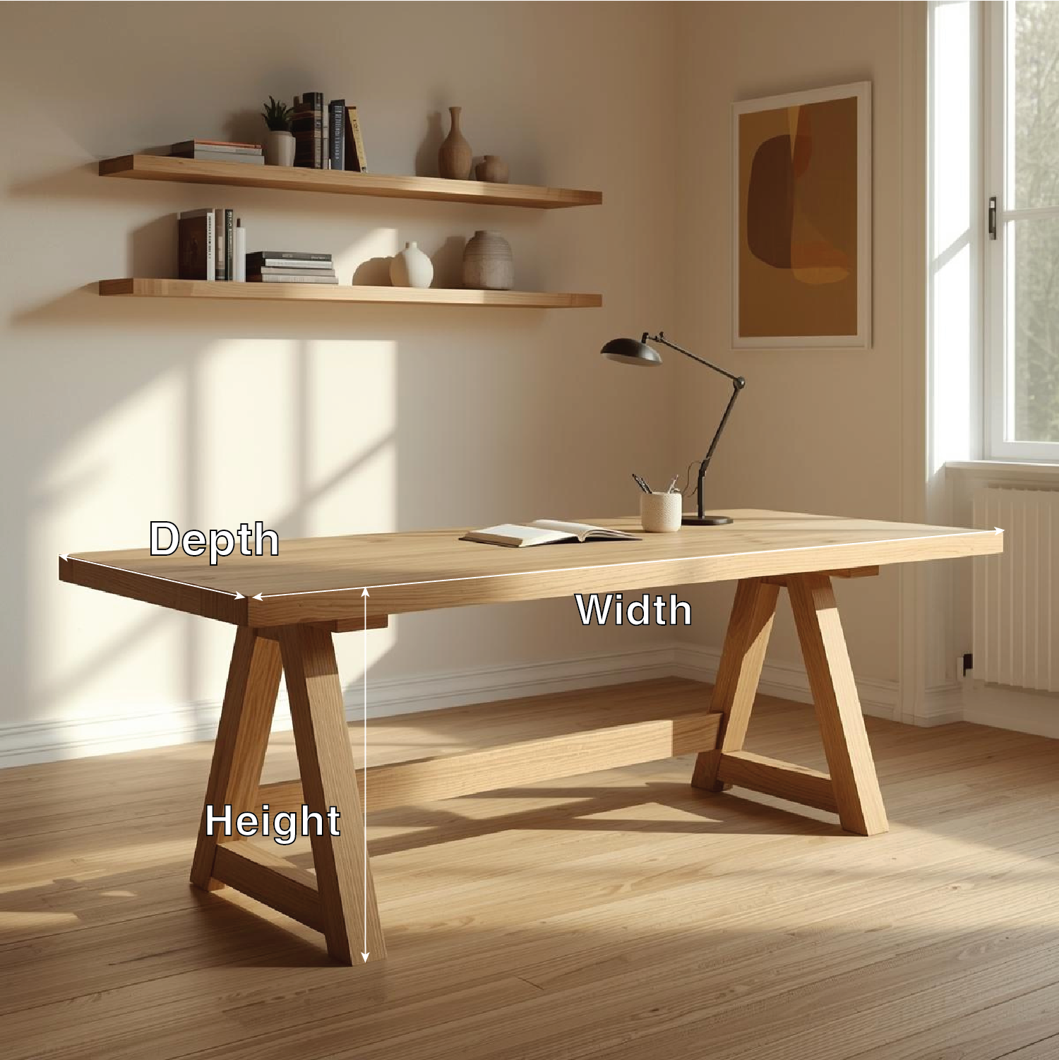 Handcrafted Solid Wood Work Desk Minimalist Scandinavian Writing Table Home Office