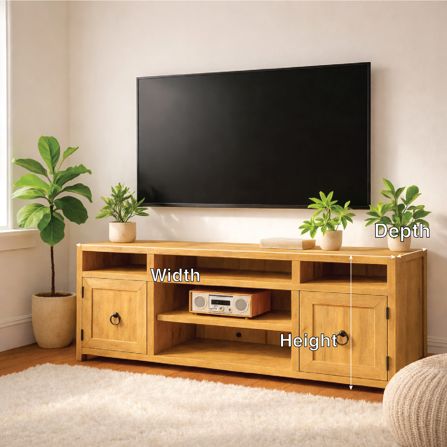 Mid Century Solid Wood TV Stand Modern Media Console Entertainment Center Cabinet