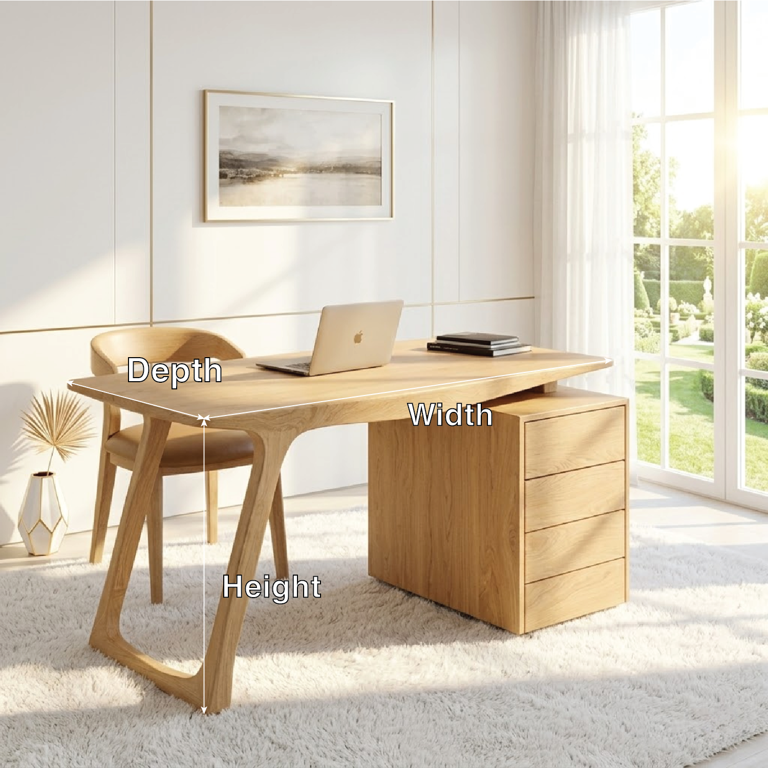 Modern Writing Desk with Drawers Minimal Home Office Work Table Elegant Design