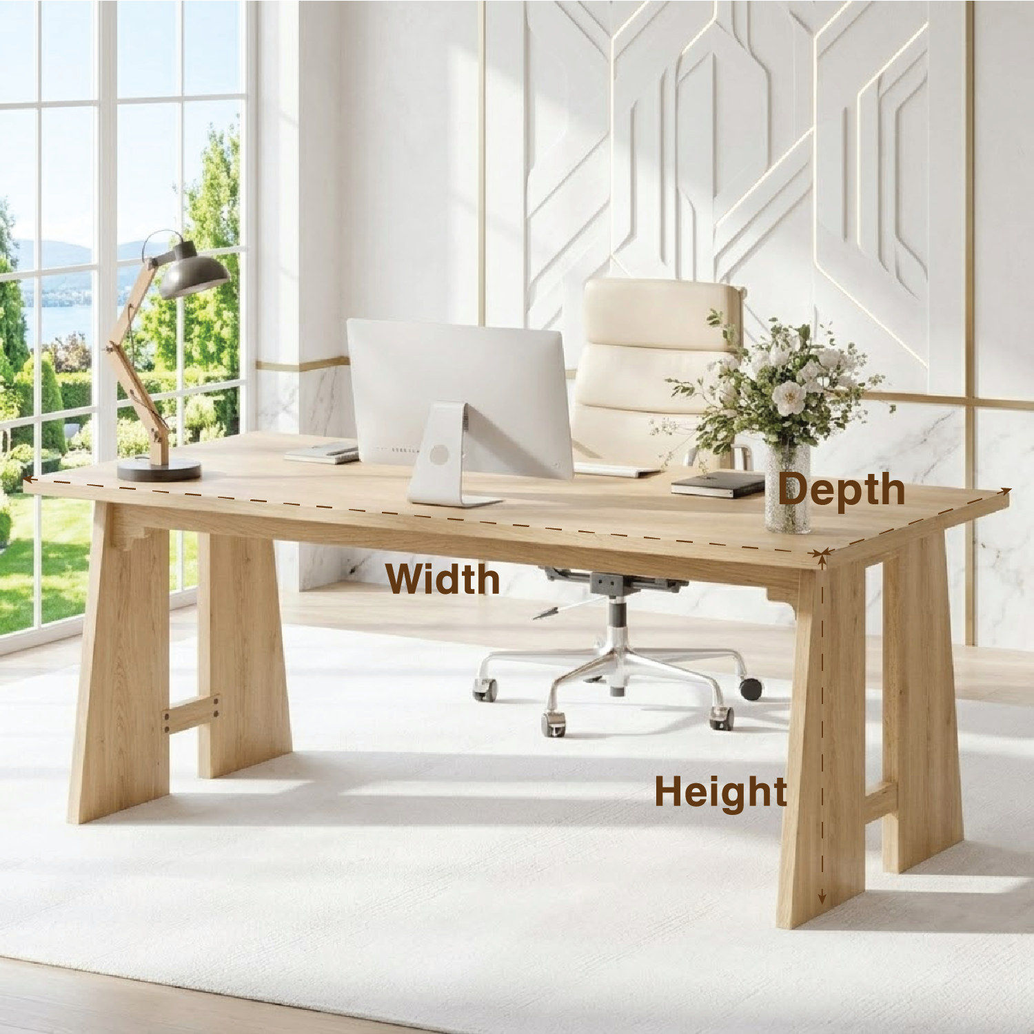 Modern Writing Desk with Sleek Design and Sturdy Legs Large Office Desk
