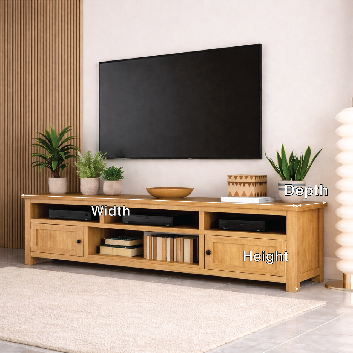 Mid Century Solid Wood TV Stand Long Media Console Entertainment Center Cabinet