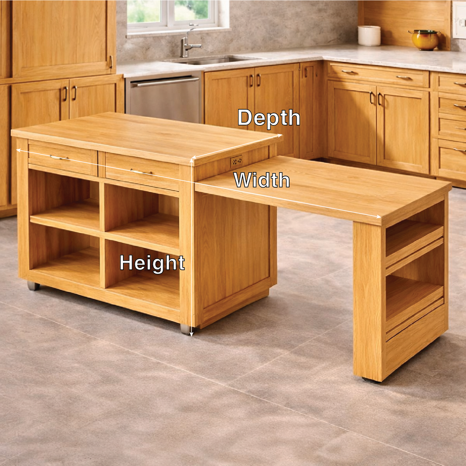 Rolling Kitchen Island with Extendable Table, Storage Shelves, Modern Prep Cart for Dining Space