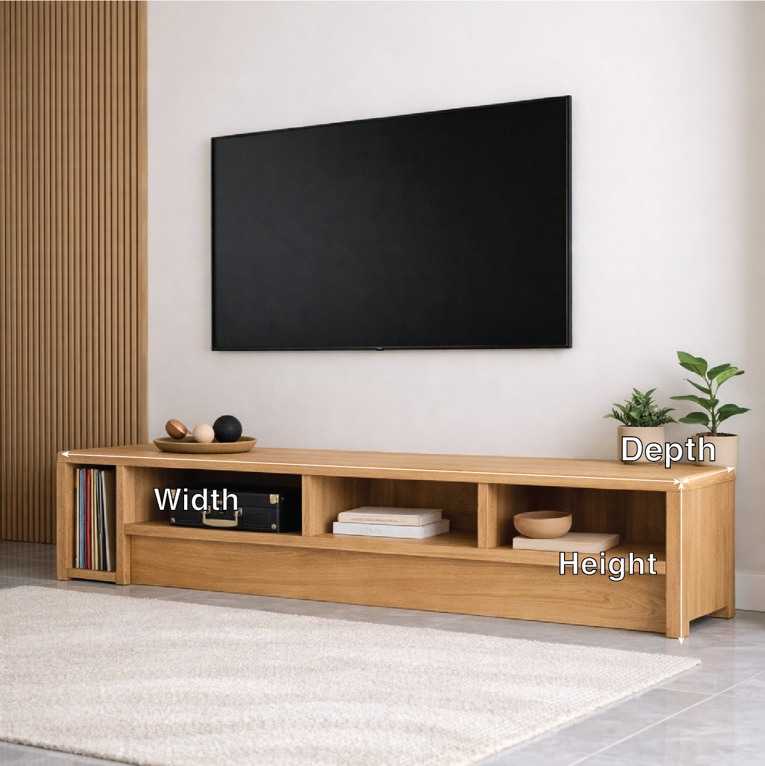 Mid Century Solid Wood TV Stand Long Low Profile Media Console Entertainment Unit