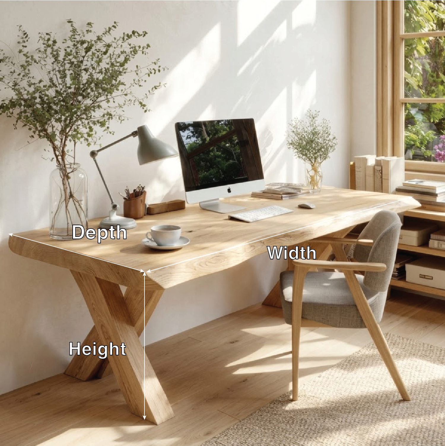 Modern Writing Desk with X Frame Legs Home Office Work Table Minimal Design