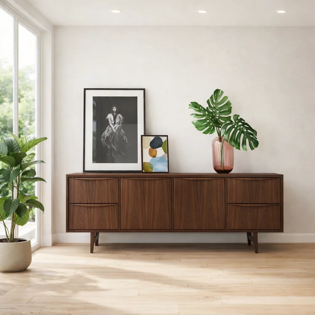 Mid Century Modern Sideboard Cabinet with Drawers – Sleek Storage Console