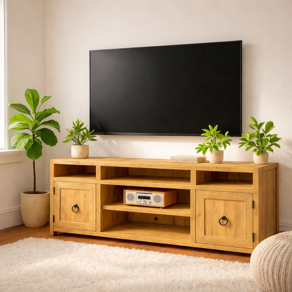 Mid Century Solid Wood TV Stand Modern Media Console Entertainment Center Cabinet