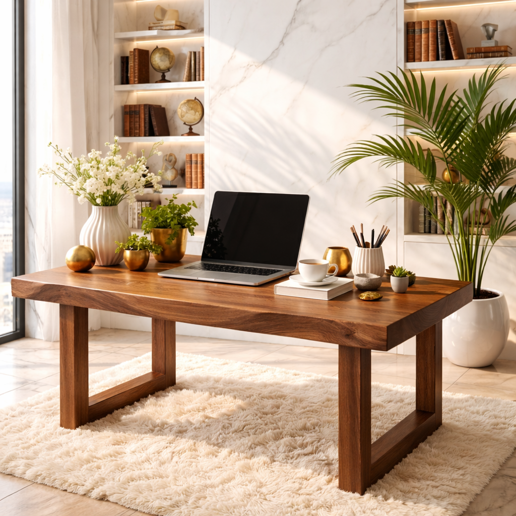 Live Edge Office Desk Natural Edge Writing Table Rustic Workspace Home Office Furniture