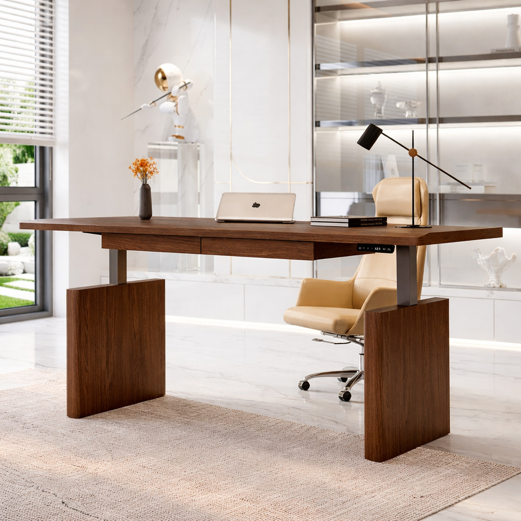 Modern Ergonomic Work Desk with Adjustable Features for Home Office