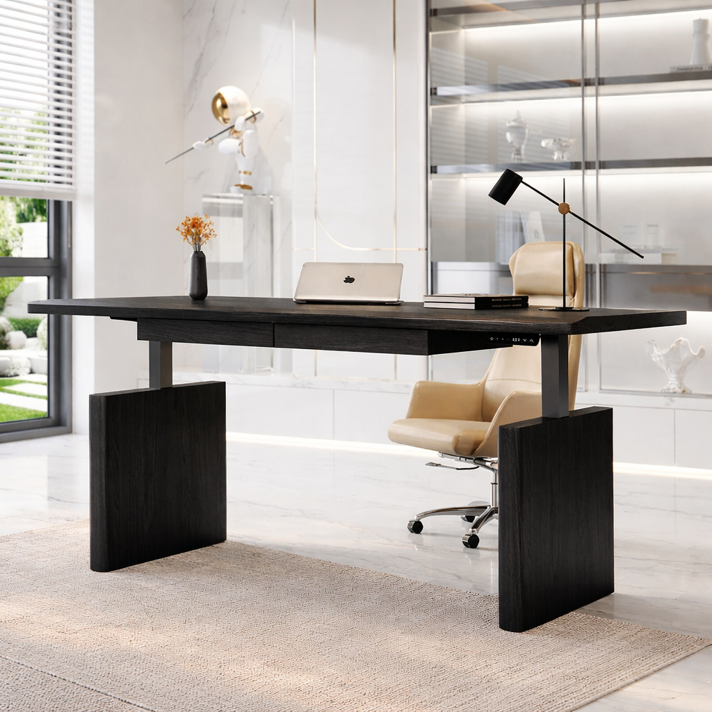 Modern Ergonomic Work Desk with Adjustable Features for Home Office