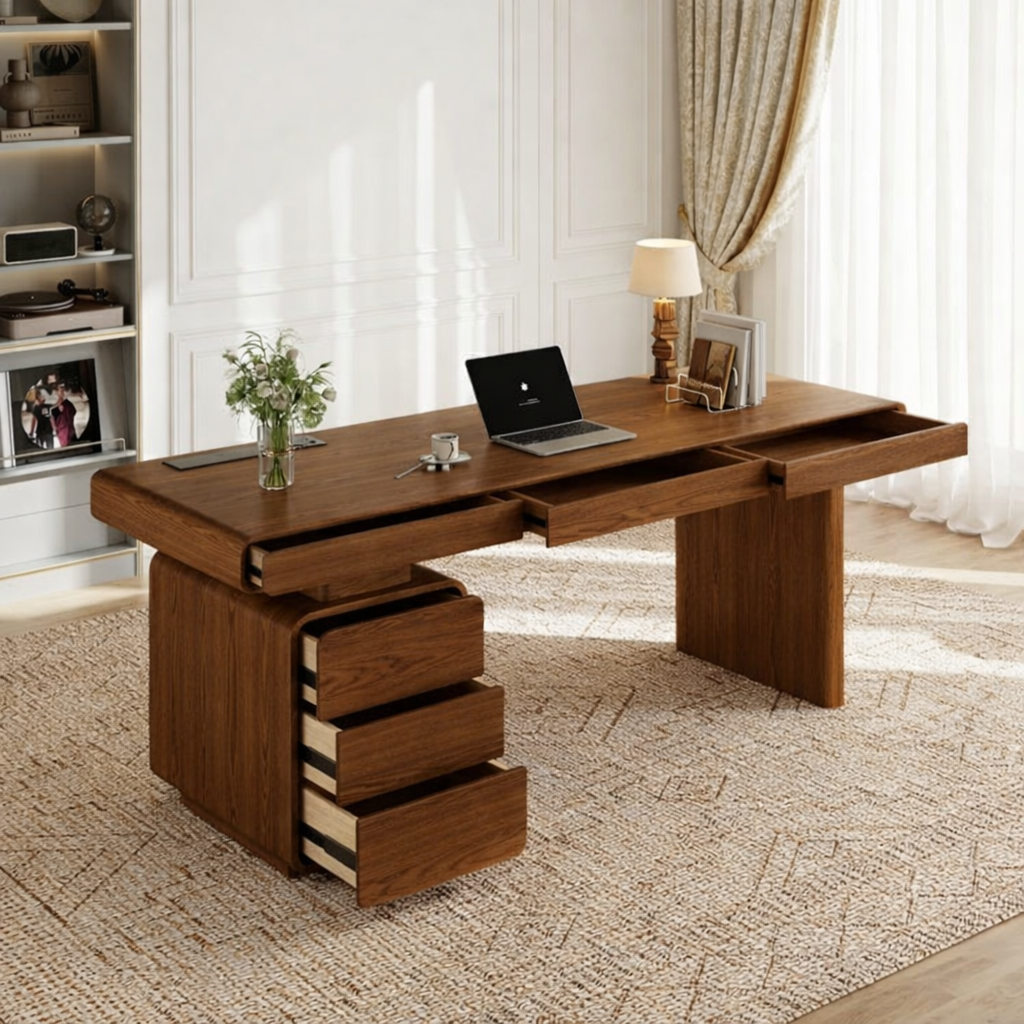 Large Executive Desk with Drawers, Modern Office Work Table, Home Office Writing Desk