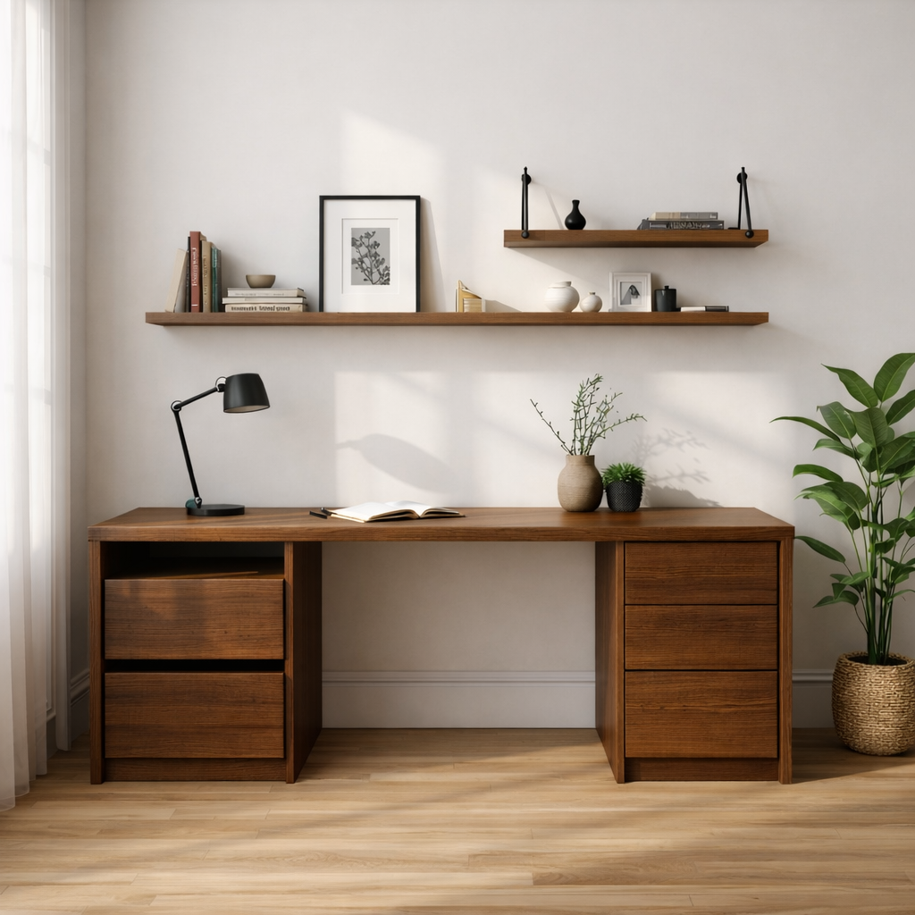 Modern Black Wood Executive Desk with Drawers Large Home Office Writing Table