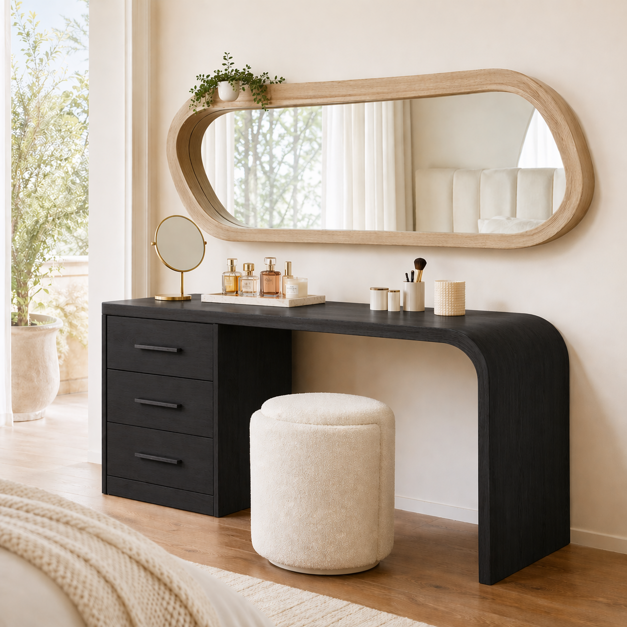 Modern Makeup Vanity Desk With Mirror Drawers Dressing Table Bedroom Furniture Set