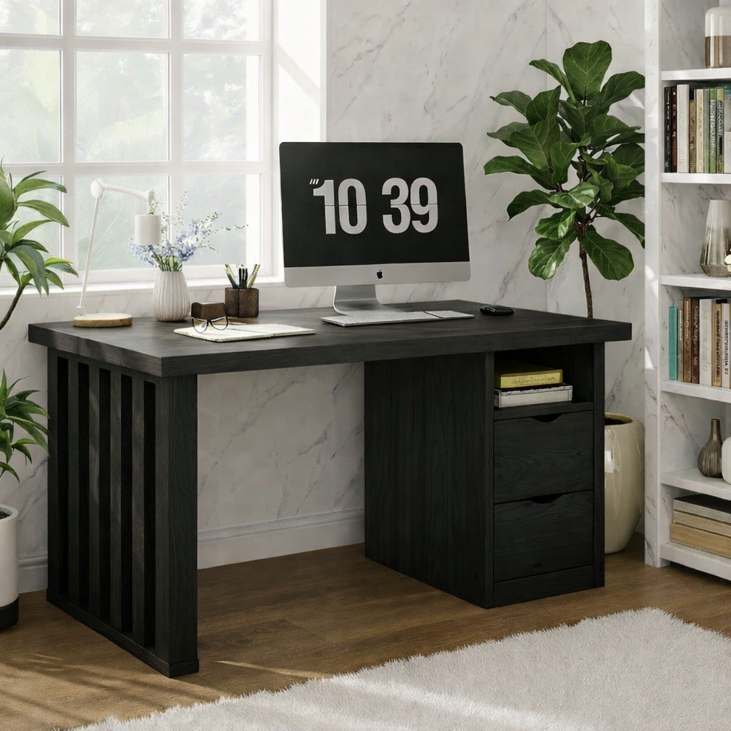 Modern Home Office Desk with Drawers Storage Writing Table Computer Workstation