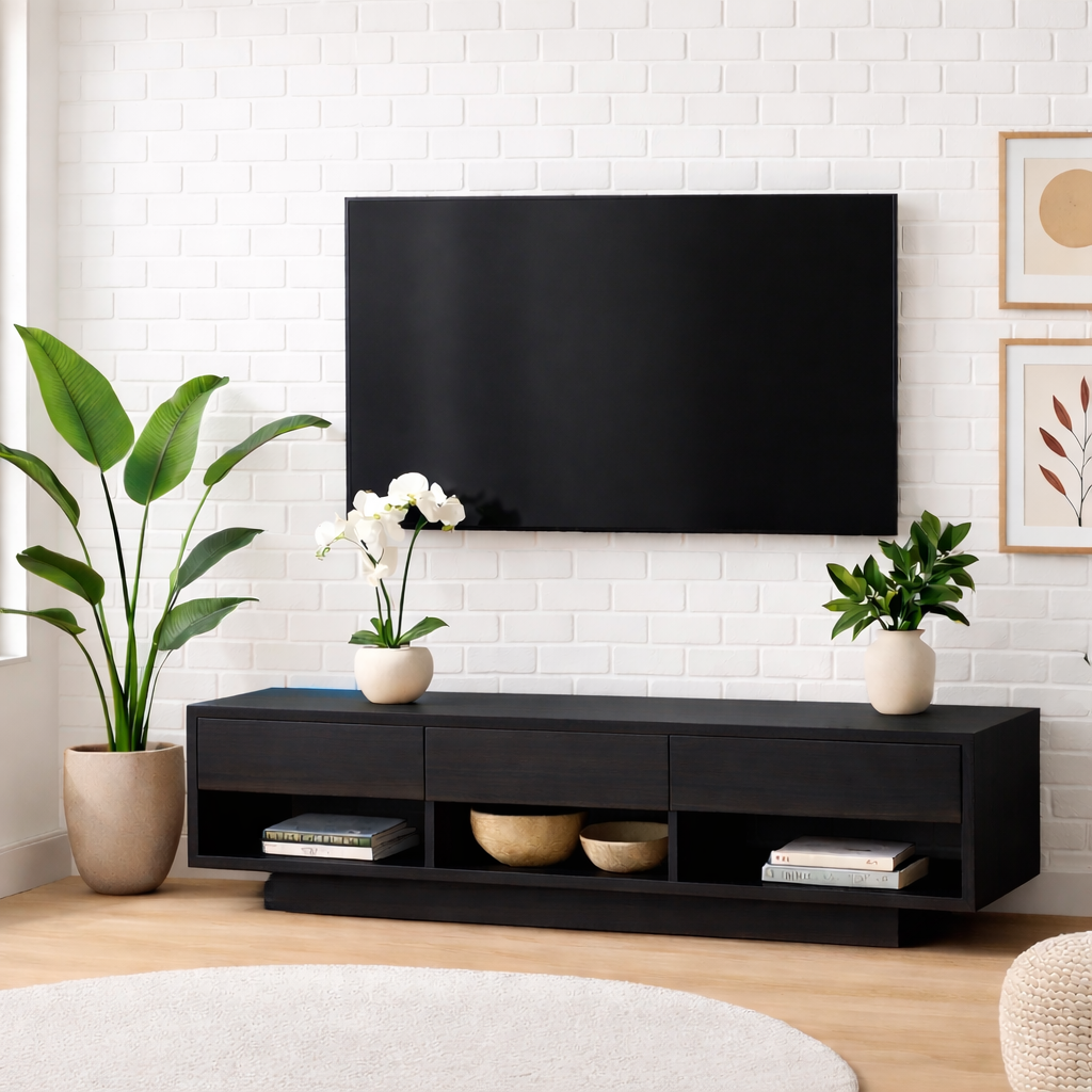Mid Century Solid Wood TV Stand Modern Media Console Low Entertainment Center Cabinet