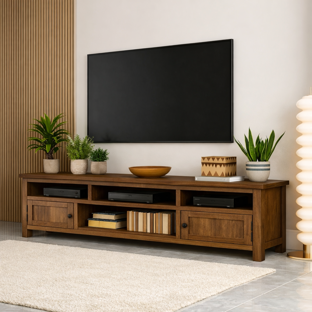 Mid Century Solid Wood TV Stand Long Media Console Entertainment Center Cabinet