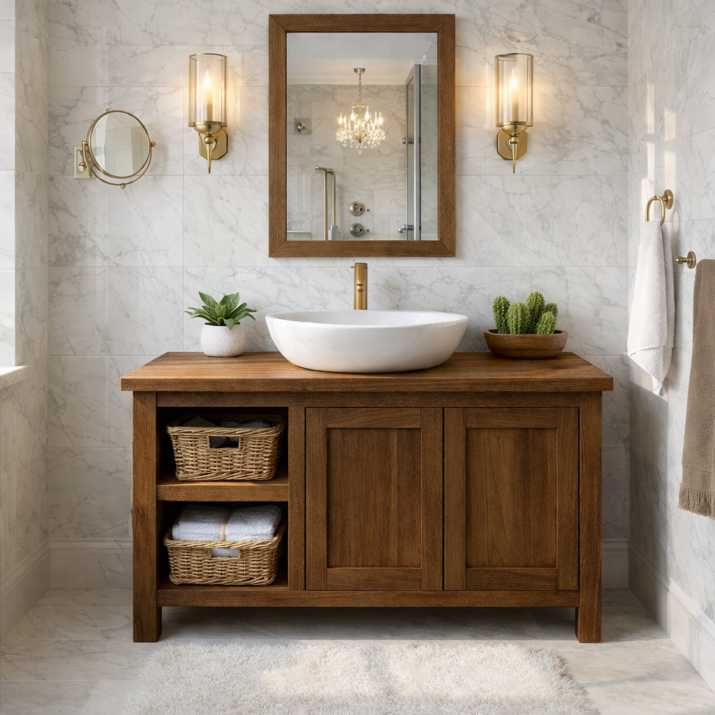 Farmhouse Wood Bathroom Vanity Cabinet With Storage Shelf Bathroom Vanity Base