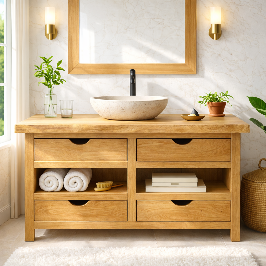 Modern Wooden Bathroom Vanity with Storage – Stylish & Durable
