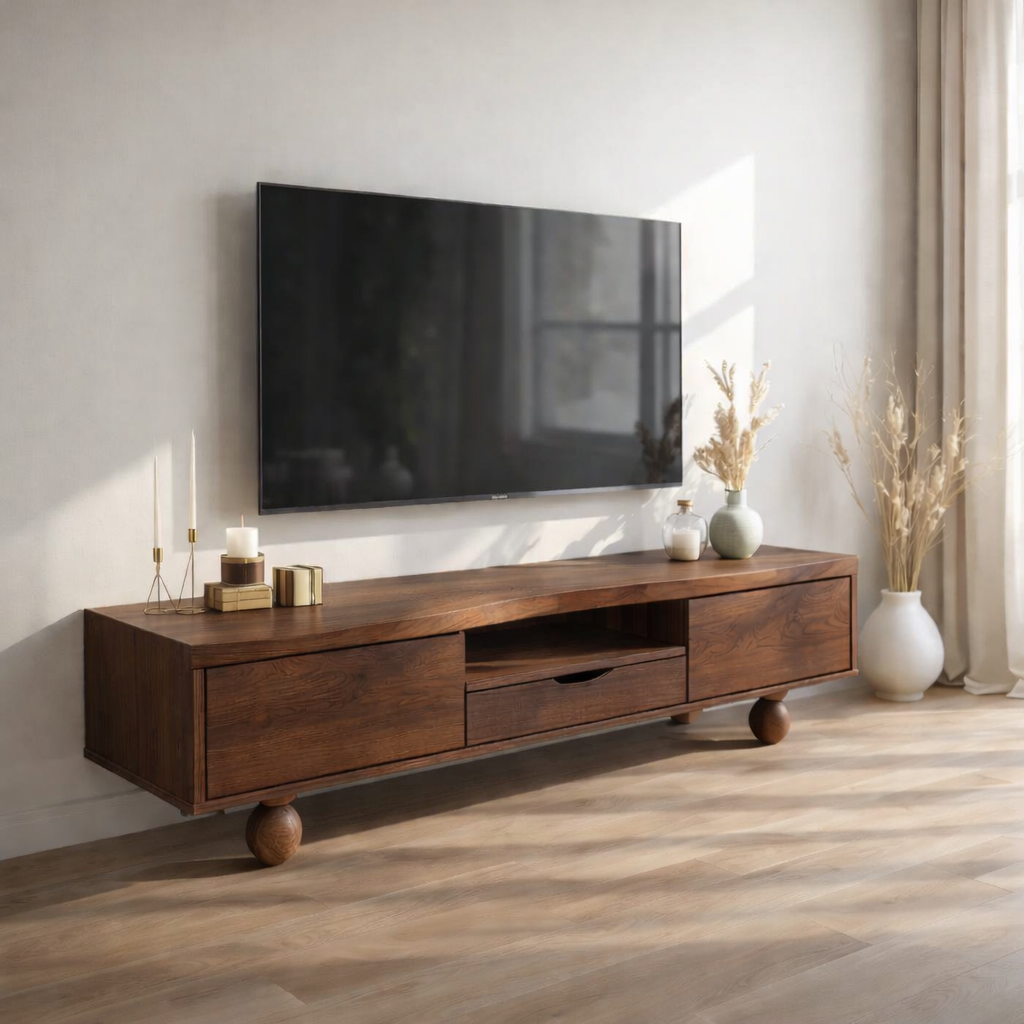 Mid Century Solid Wood TV Stand Modern Media Console Long Entertainment Center Cabinet