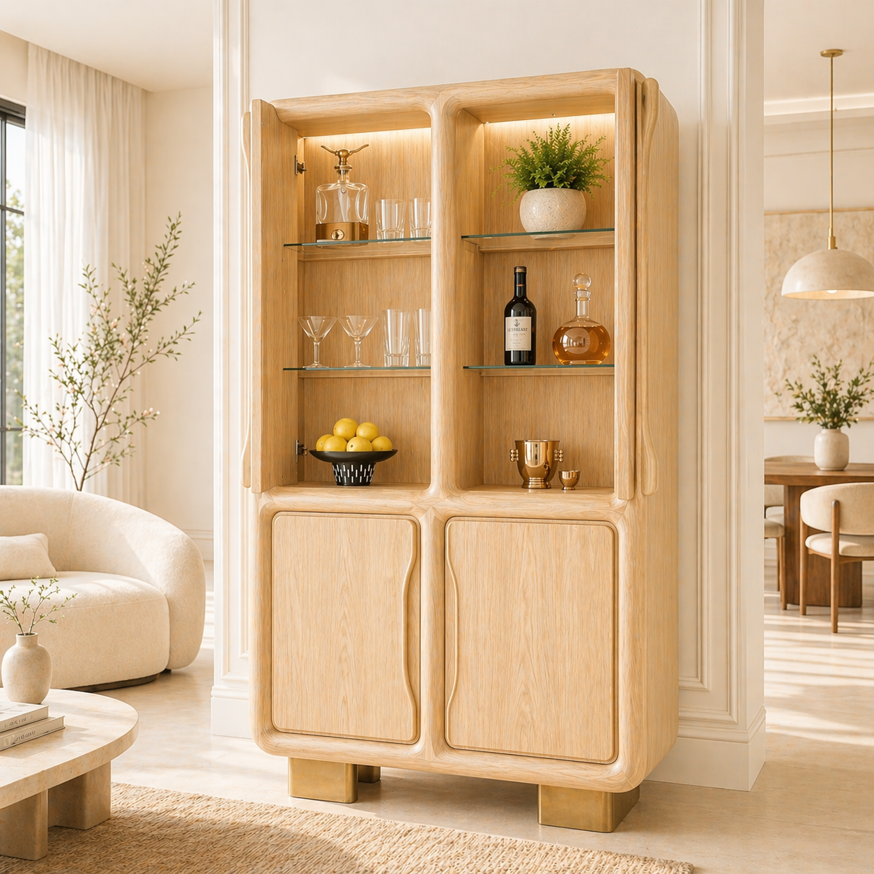 Modern Bar Cabinet Liquor Storage Display Cabinet Home Entertaining Furniture