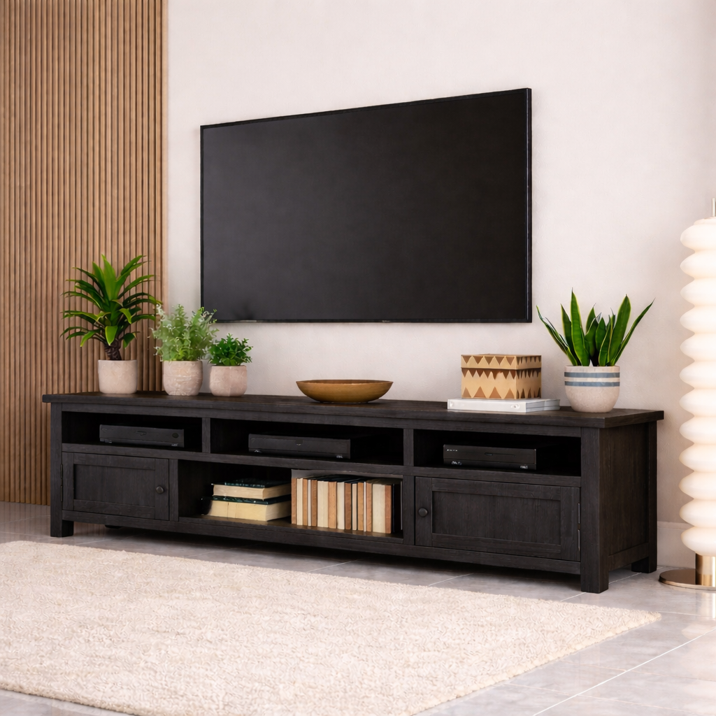 Mid Century Solid Wood TV Stand Long Media Console Entertainment Center Cabinet