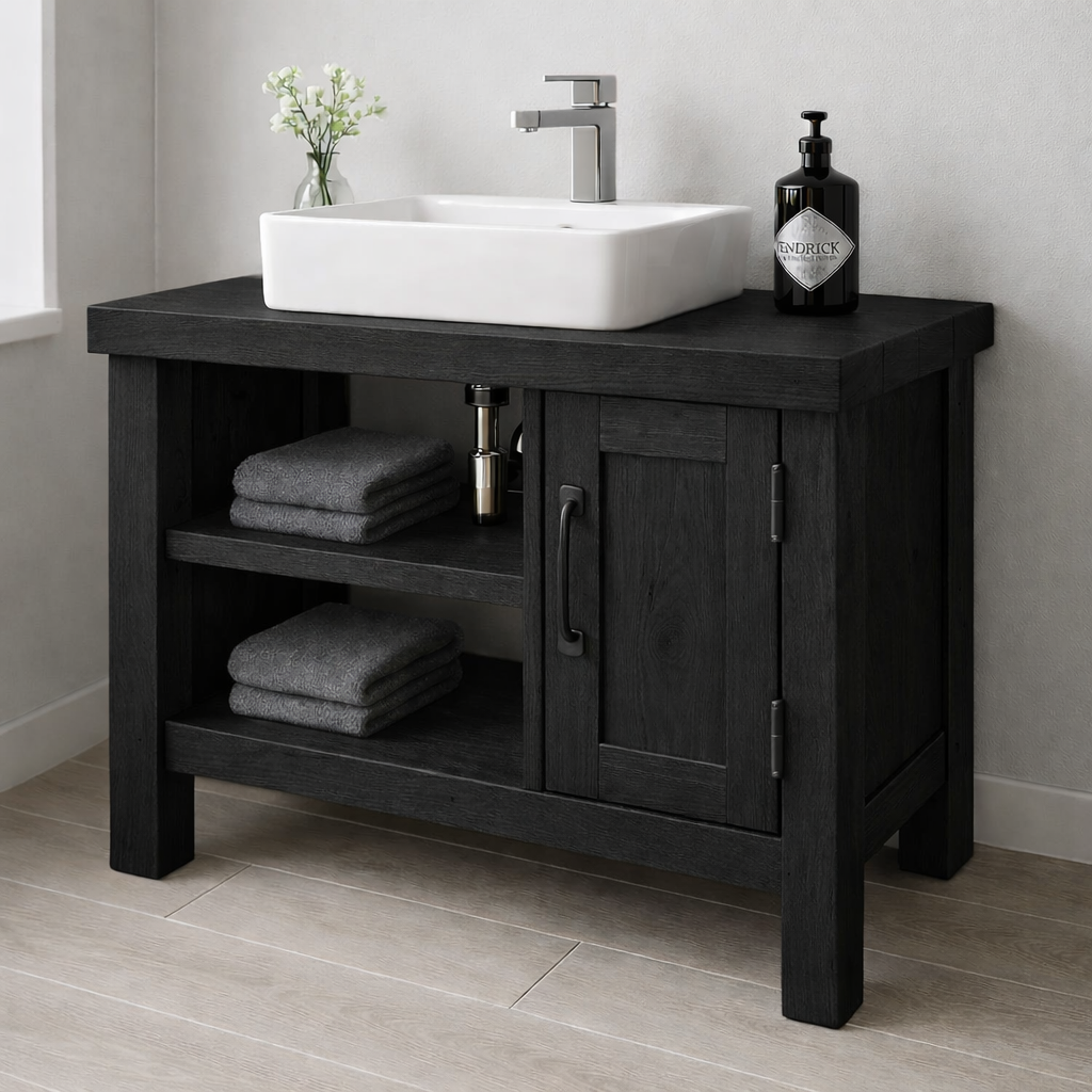 Solid Wood Bathroom Vanity Cabinet β Modern Oak Bathroom Vanity with Shelf Storage