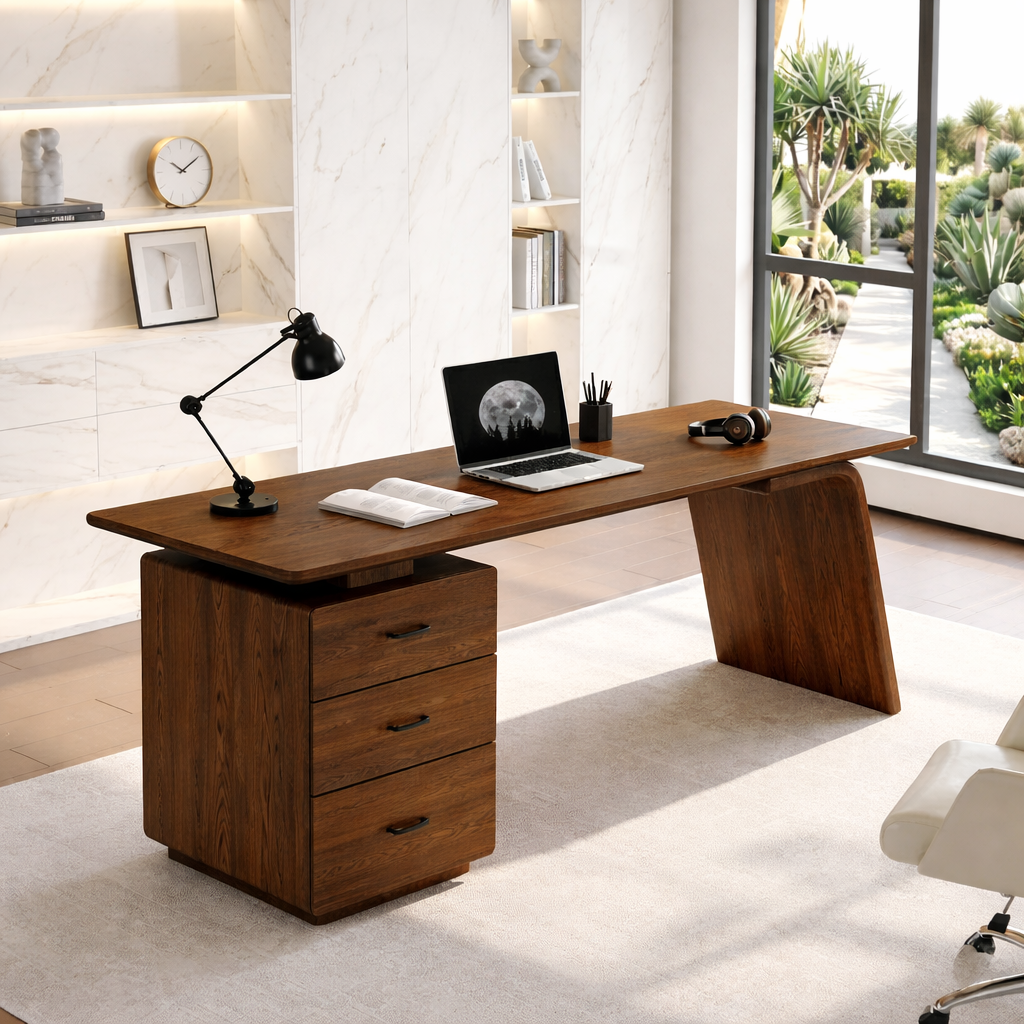 Modern Desk with Storage Drawers and Sleek Design Home Office Desk
