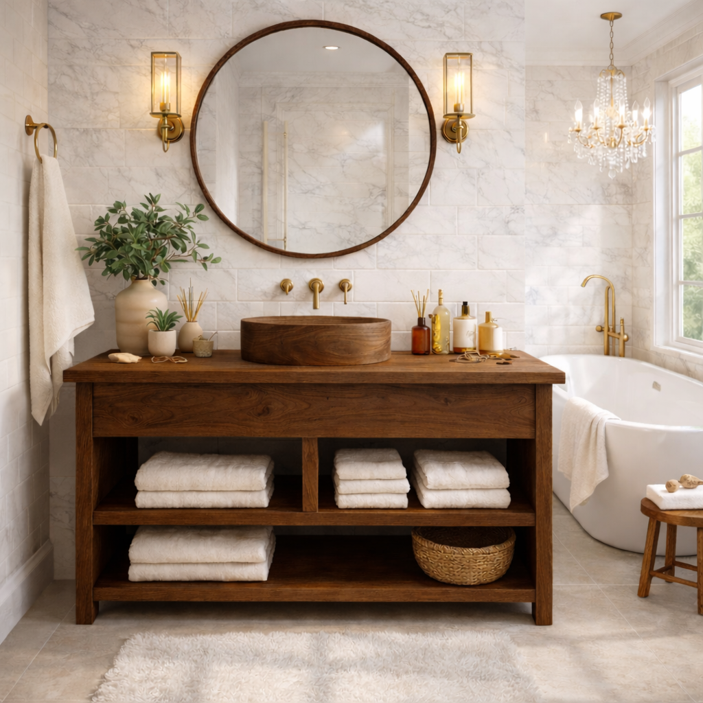 Farmhouse Wood Bathroom Vanity Cabinet With Drawers And Storage Bathroom Vanity Base