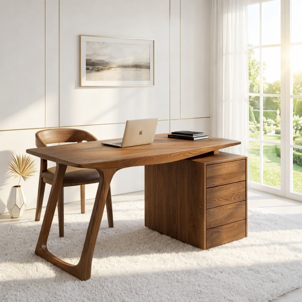 Modern Writing Desk with Drawers Minimal Home Office Work Table Elegant Design