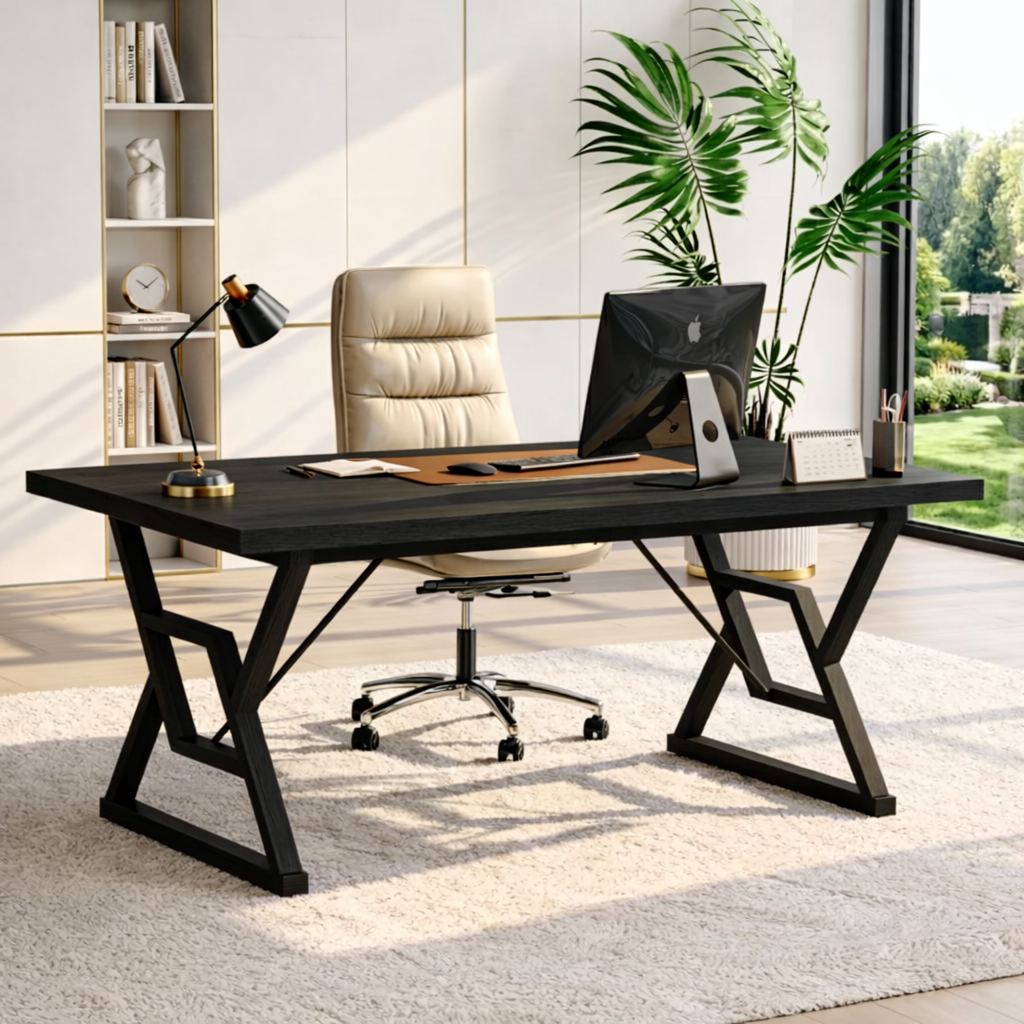 Modern Work Desk with Unique X-Shaped Legs for Home Office