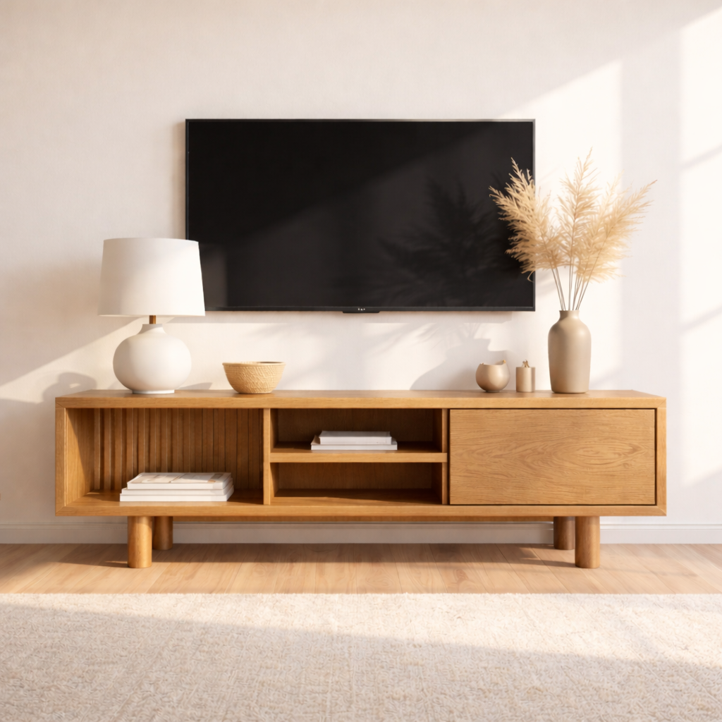 Mid Century Solid Wood TV Stand Modern Media Console Entertainment Center Cabinet Storage