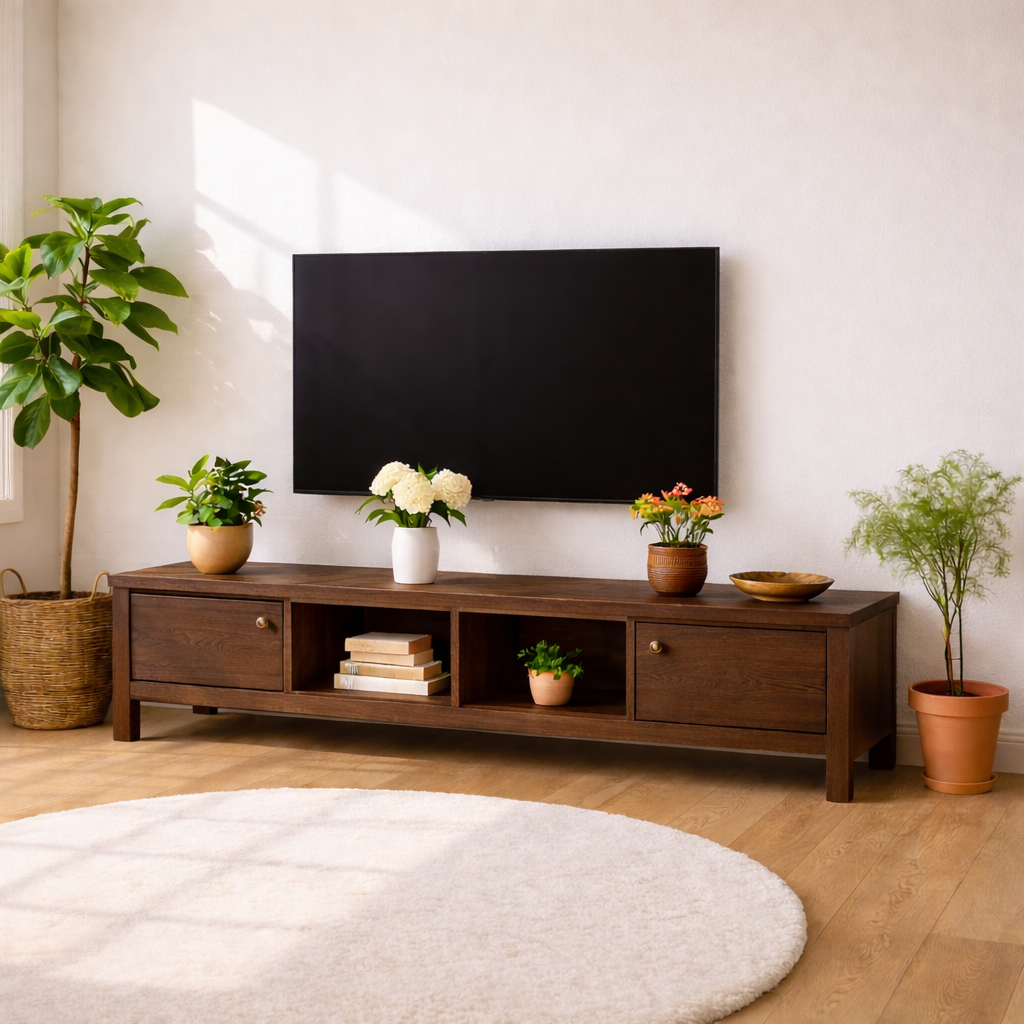 Modern Wood TV Stand With Drawers Long Media Console Storage Entertainment Center
