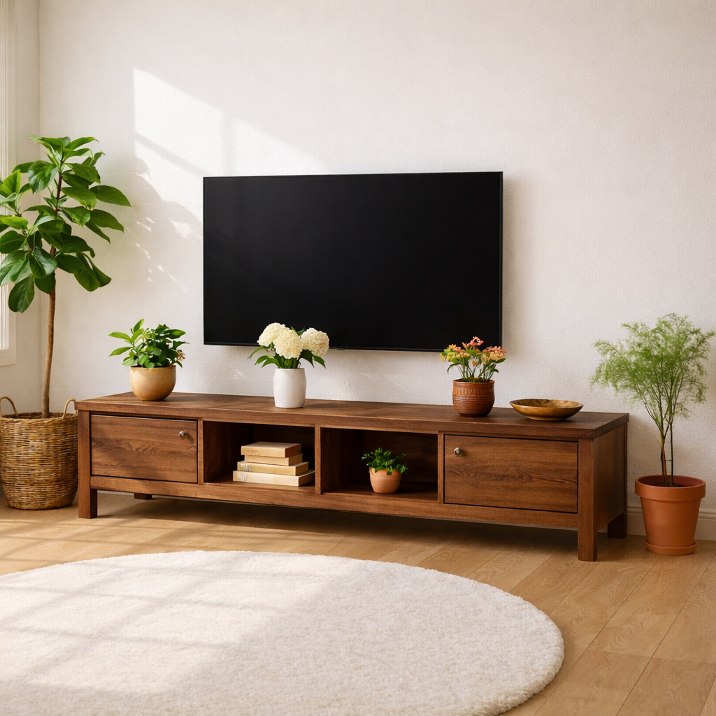Modern Wood TV Stand With Drawers Long Media Console Storage Entertainment Center