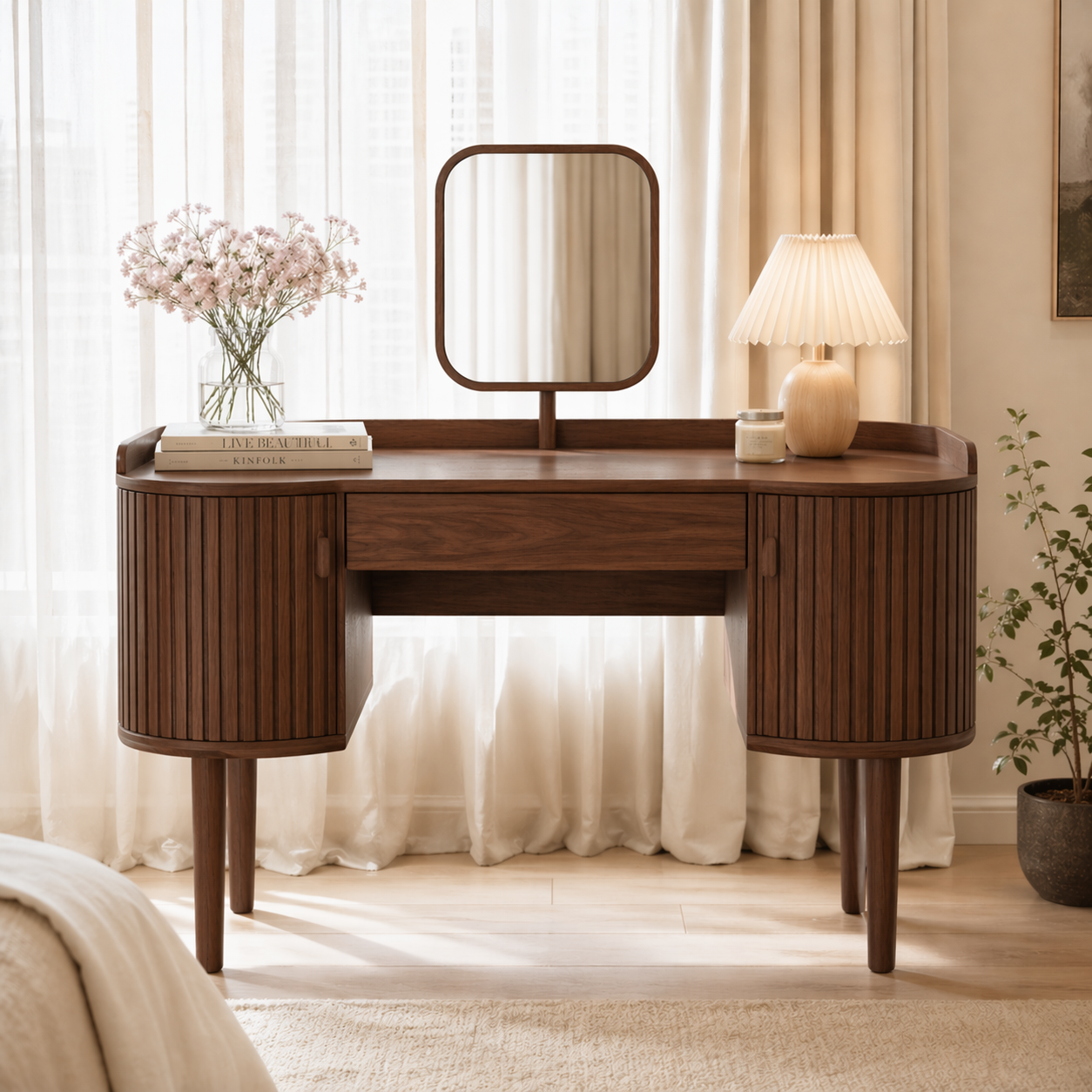 Modern Makeup Vanity Desk With Mirror Drawers Dressing Table Bedroom Storage Set